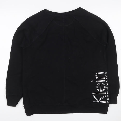 Calvin Klein Women Black M Logo Graphic Raglan Pullover Sweatshirt