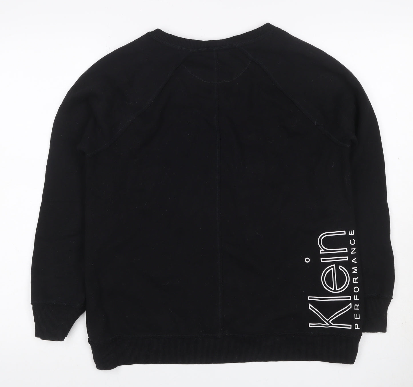 Calvin Klein Women Black M Logo Graphic Raglan Pullover Sweatshirt