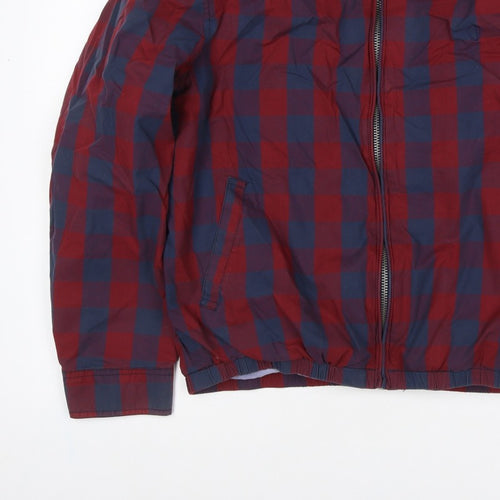 Ben Sherman Men’s Red Blue XL Check Windbreaker Jacket Full Zip