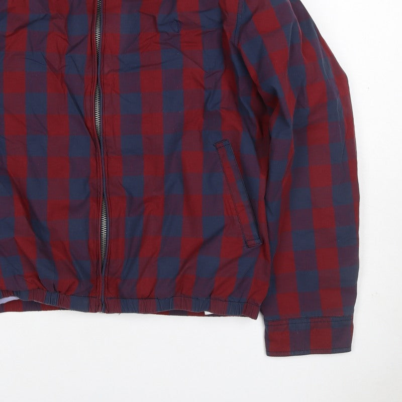 Ben Sherman Men’s Red Blue XL Check Windbreaker Jacket Full Zip