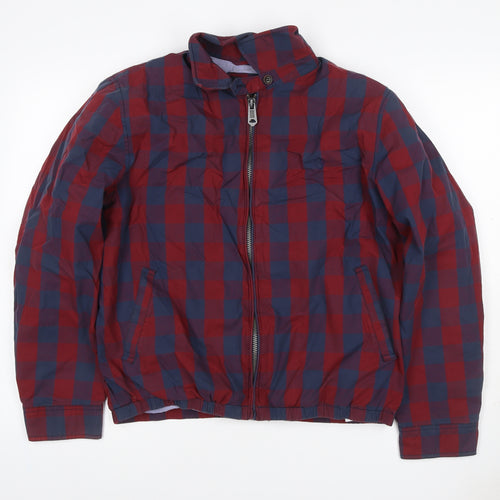 Ben Sherman Men’s Red Blue XL Check Windbreaker Jacket Full Zip