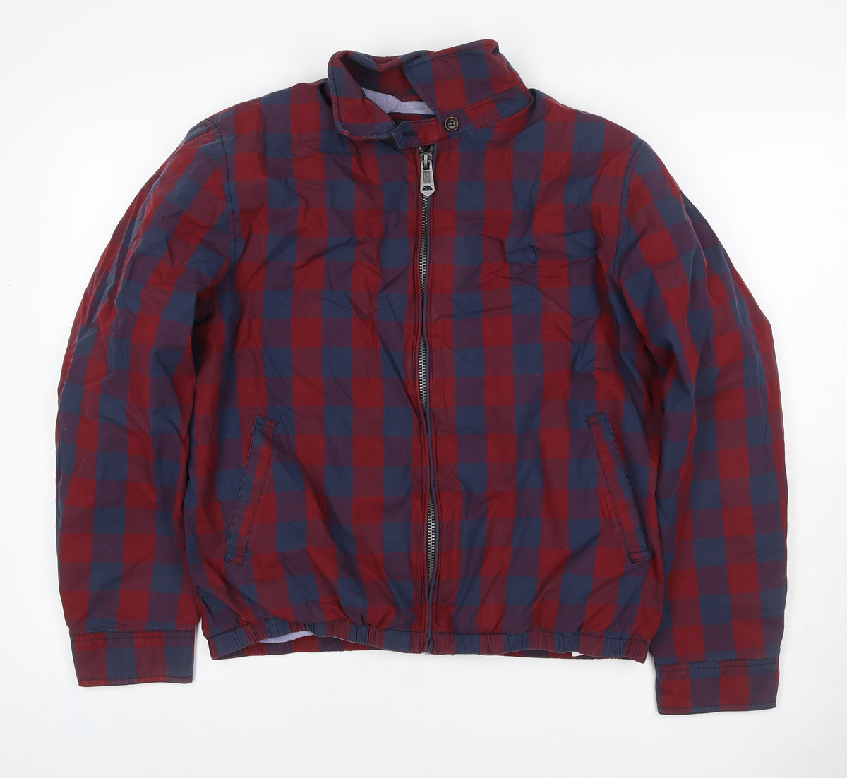 Ben Sherman Men’s Red Blue XL Check Windbreaker Jacket Full Zip