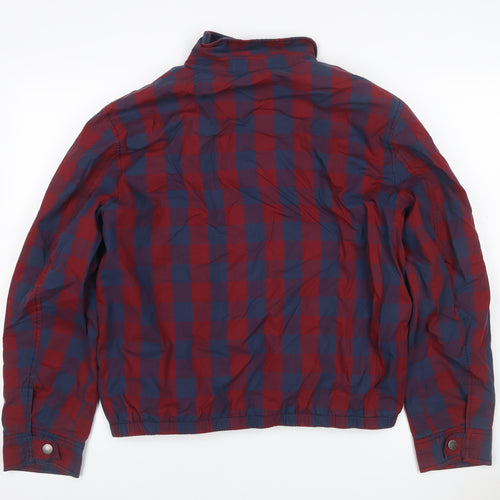 Ben Sherman Men’s Red Blue XL Check Windbreaker Jacket Full Zip