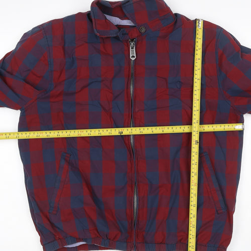 Ben Sherman Men’s Red Blue XL Check Windbreaker Jacket Full Zip