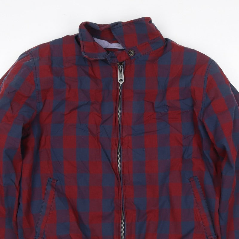 Ben Sherman Men’s Red Blue XL Check Windbreaker Jacket Full Zip