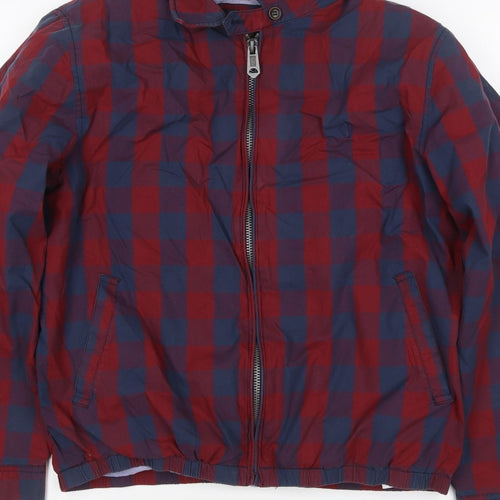 Ben Sherman Men’s Red Blue XL Check Windbreaker Jacket Full Zip
