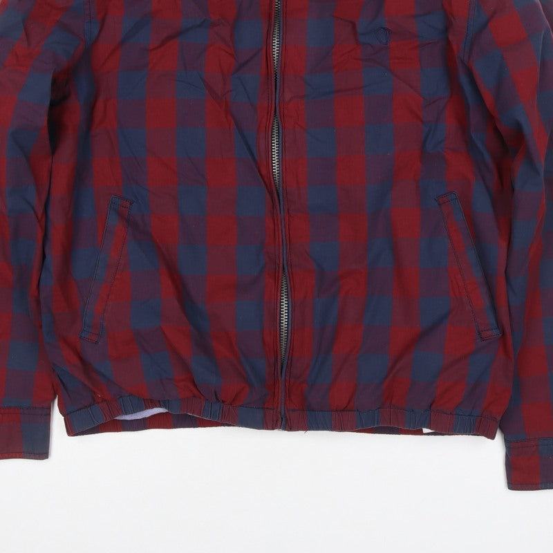 Ben Sherman Men’s Red Blue XL Check Windbreaker Jacket Full Zip