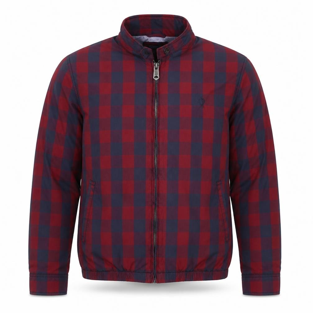 Ben Sherman Men’s Red Blue XL Check Windbreaker Jacket Full Zip