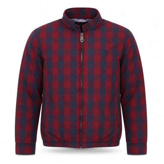 Ben Sherman Men’s Red Blue XL Check Windbreaker Jacket Full Zip