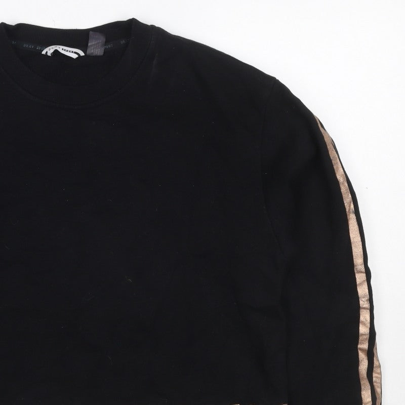 DKNY Sport Women Black Gold Logo Pullover Sweatshirt Size M
