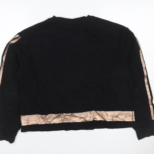 DKNY Sport Women Black Gold Logo Pullover Sweatshirt Size M