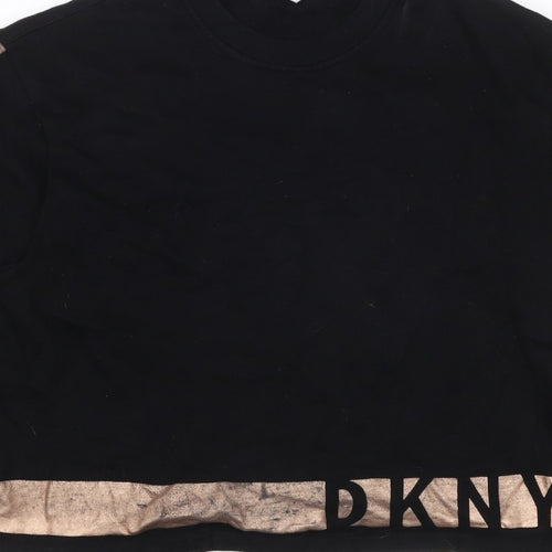 DKNY Sport Women Black Gold Logo Pullover Sweatshirt Size M