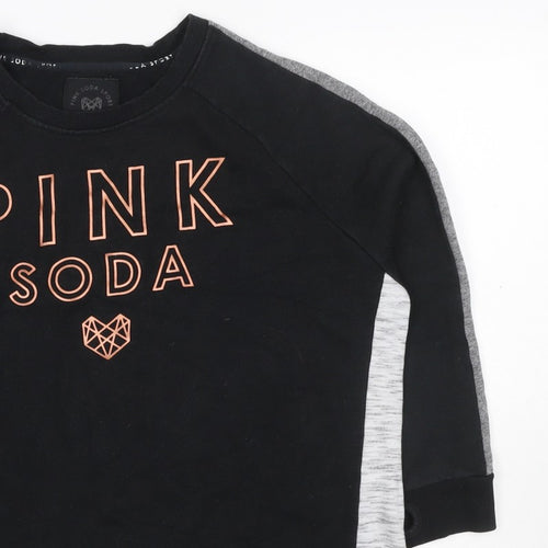 Pink Soda Sport Women’s Black Grey Logo Sweatshirt UK 16 Pullover