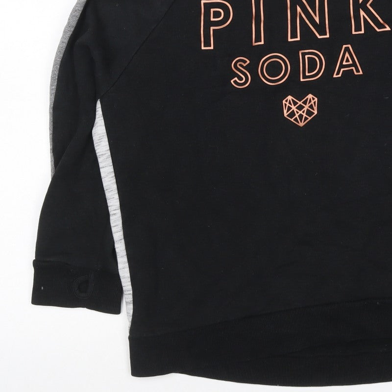 Pink Soda Sport Women’s Black Grey Logo Sweatshirt UK 16 Pullover