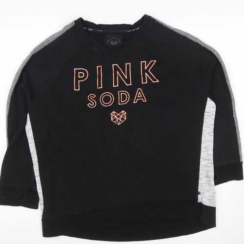 Pink Soda Sport Women’s Black Grey Logo Sweatshirt UK 16 Pullover