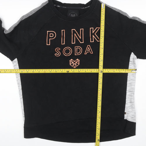 Pink Soda Sport Women’s Black Grey Logo Sweatshirt UK 16 Pullover