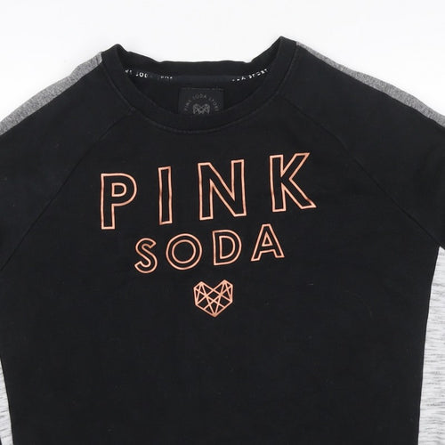 Pink Soda Sport Women’s Black Grey Logo Sweatshirt UK 16 Pullover