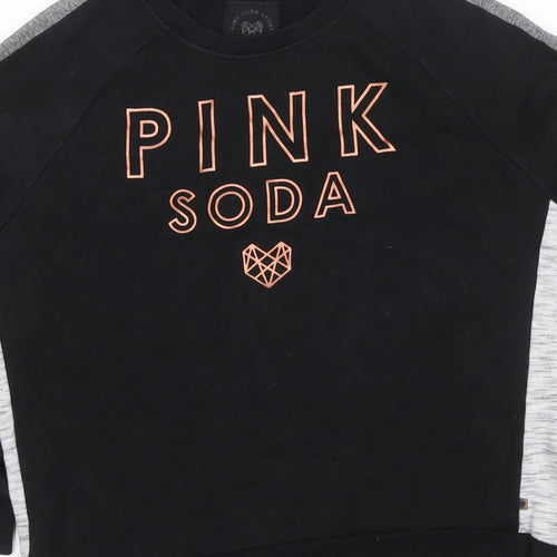 Pink Soda Sport Women’s Black Grey Logo Sweatshirt UK 16 Pullover