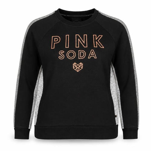 Pink Soda Sport Women’s Black Grey Logo Sweatshirt UK 16 Pullover