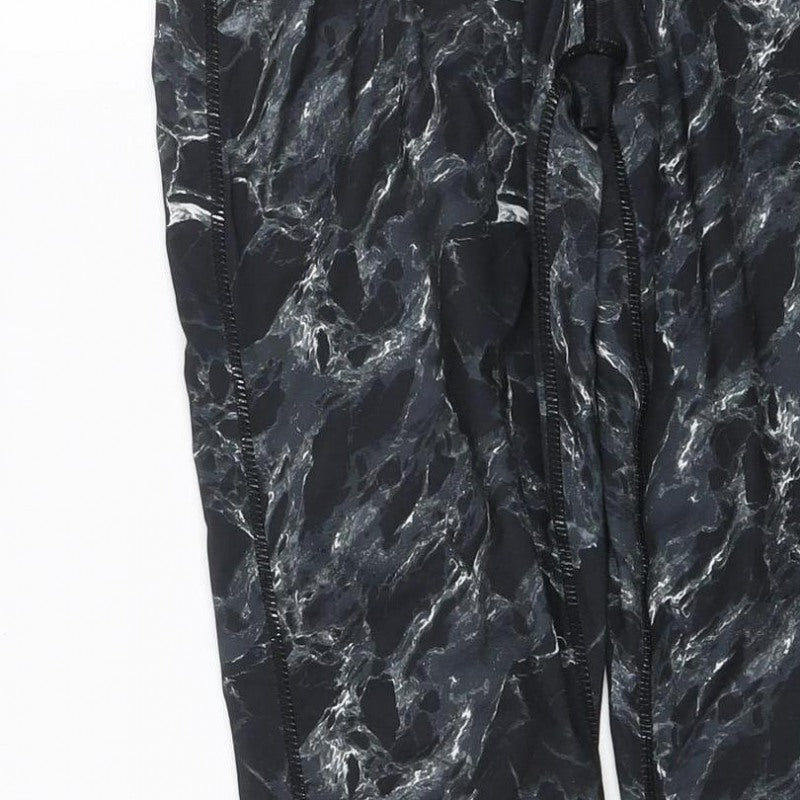 Elle Sport Women’s Black Marble Print Leggings UK 12 Gym Stretch
