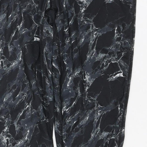 Elle Sport Women’s Black Marble Print Leggings UK 12 Gym Stretch