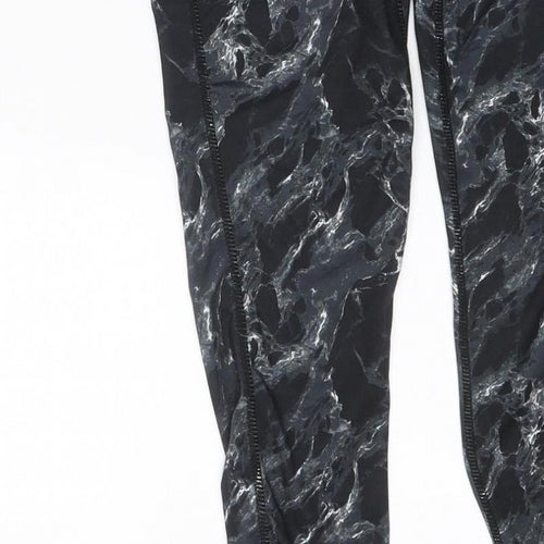 Elle Sport Women’s Black Marble Print Leggings UK 12 Gym Stretch