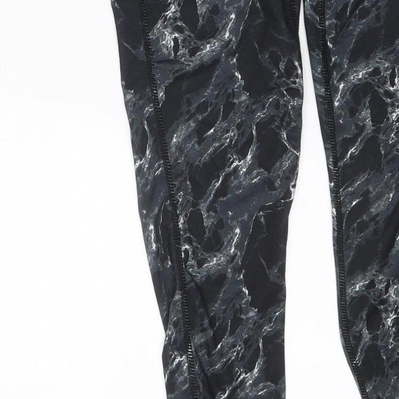 Elle Sport Women’s Black Marble Print Leggings UK 12 Gym Stretch