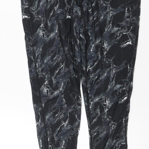 Elle Sport Women’s Black Marble Print Leggings UK 12 Gym Stretch