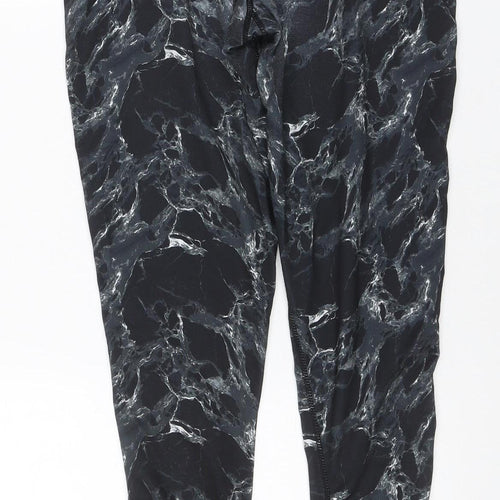 Elle Sport Women’s Black Marble Print Leggings UK 12 Gym Stretch