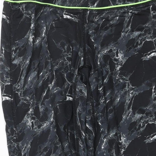 Elle Sport Women’s Black Marble Print Leggings UK 12 Gym Stretch