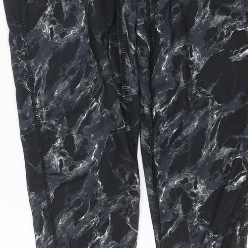 Elle Sport Women’s Black Marble Print Leggings UK 12 Gym Stretch