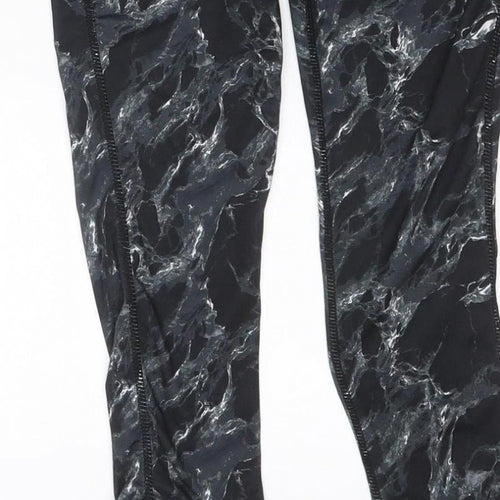 Elle Sport Women’s Black Marble Print Leggings UK 12 Gym Stretch