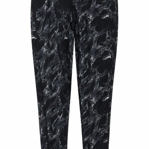 Elle Sport Women’s Black Marble Print Leggings UK 12 Gym Stretch