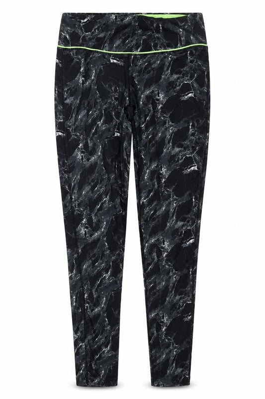 Elle Sport Women’s Black Marble Print Leggings UK 12 Gym Stretch