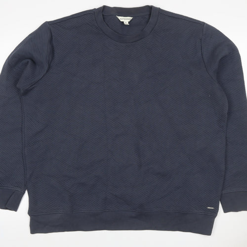 Marks & Spencer Autograph Men Blue 2XL Textured Stripe Crew Sweatshirt