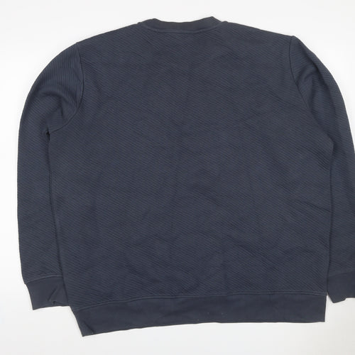 Marks & Spencer Autograph Men Blue 2XL Textured Stripe Crew Sweatshirt
