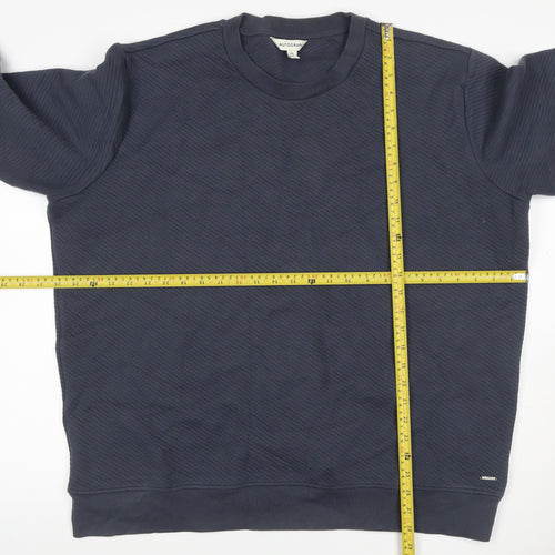 Marks & Spencer Autograph Men Blue 2XL Textured Stripe Crew Sweatshirt