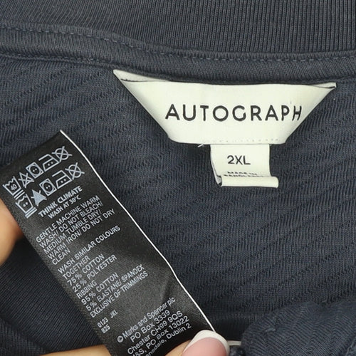 Marks & Spencer Autograph Men Blue 2XL Textured Stripe Crew Sweatshirt