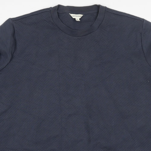 Marks & Spencer Autograph Men Blue 2XL Textured Stripe Crew Sweatshirt