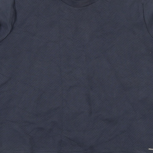 Marks & Spencer Autograph Men Blue 2XL Textured Stripe Crew Sweatshirt