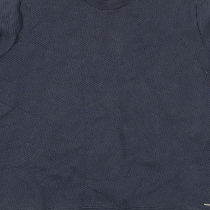 Marks & Spencer Autograph Men Blue 2XL Textured Stripe Crew Sweatshirt