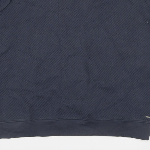 Marks & Spencer Autograph Men Blue 2XL Textured Stripe Crew Sweatshirt