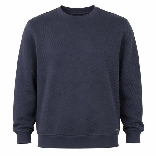 Marks & Spencer Autograph Men Blue 2XL Textured Stripe Crew Sweatshirt