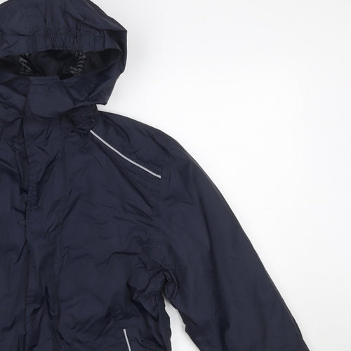 Poini Boys Blue 9-10 Years Hooded Rain Jacket Reflective Lined