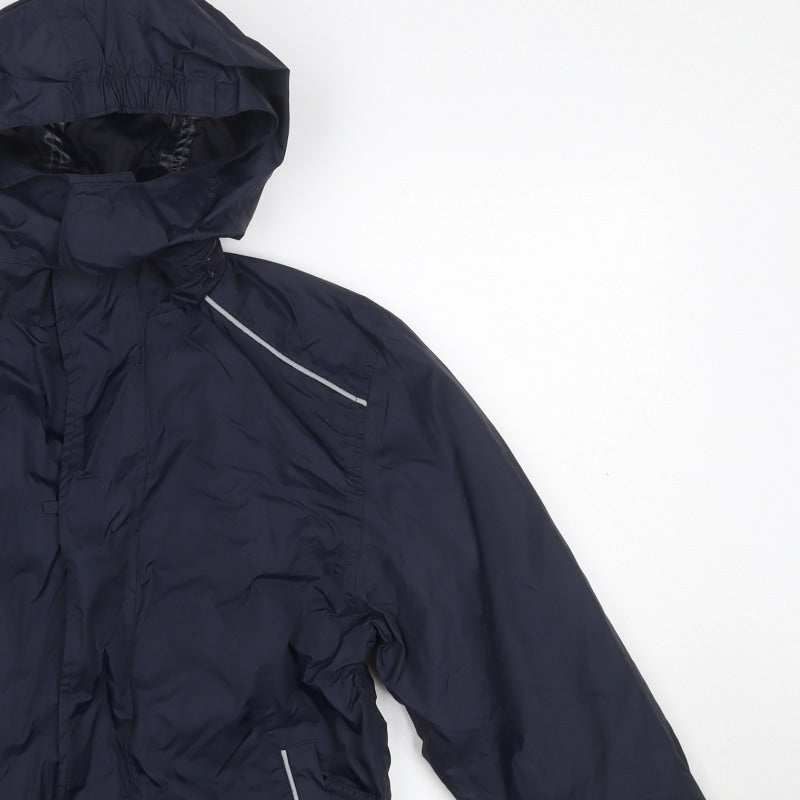 Poini Boys Blue 9-10 Years Hooded Rain Jacket Reflective Lined