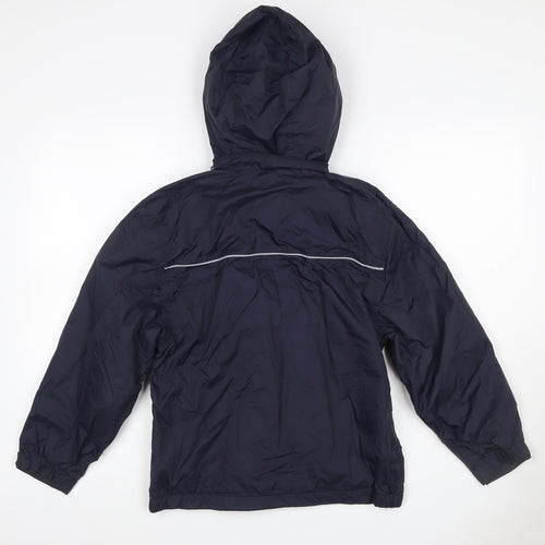 Poini Boys Blue 9-10 Years Hooded Rain Jacket Reflective Lined