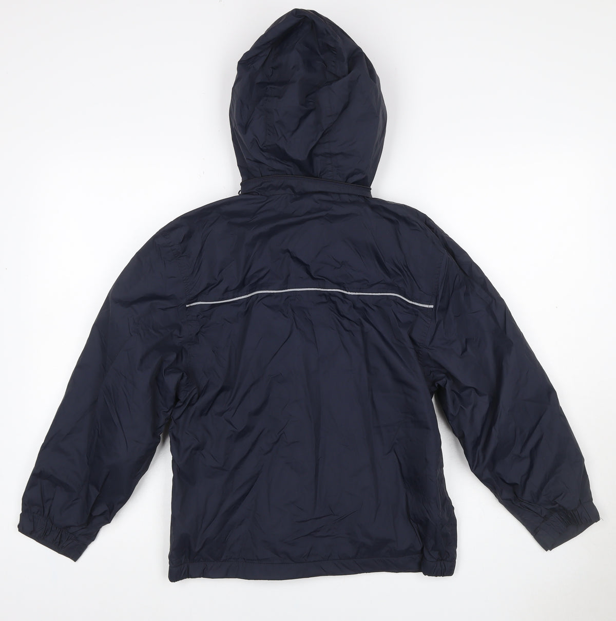 Poini Boys Blue 9-10 Years Hooded Rain Jacket Reflective Lined