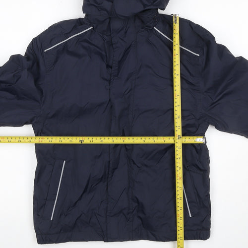 Poini Boys Blue 9-10 Years Hooded Rain Jacket Reflective Lined