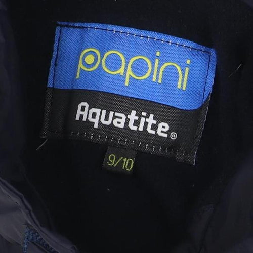 Poini Boys Blue 9-10 Years Hooded Rain Jacket Reflective Lined