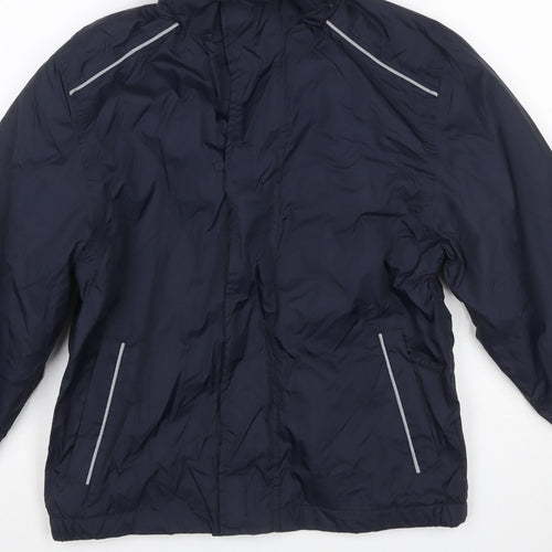 Poini Boys Blue 9-10 Years Hooded Rain Jacket Reflective Lined